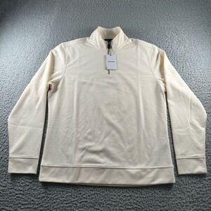 Reiss Creek Brushed Corduroy 1/4 Zip Mens L Cream Pullover Sweater Jumper NWT